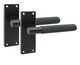 image 1 of Golden Grace 1 Pair Victorian T-Bar Knurled Door Handle Matt Black Finish with Spindle and Screws - 120 x 40mm
