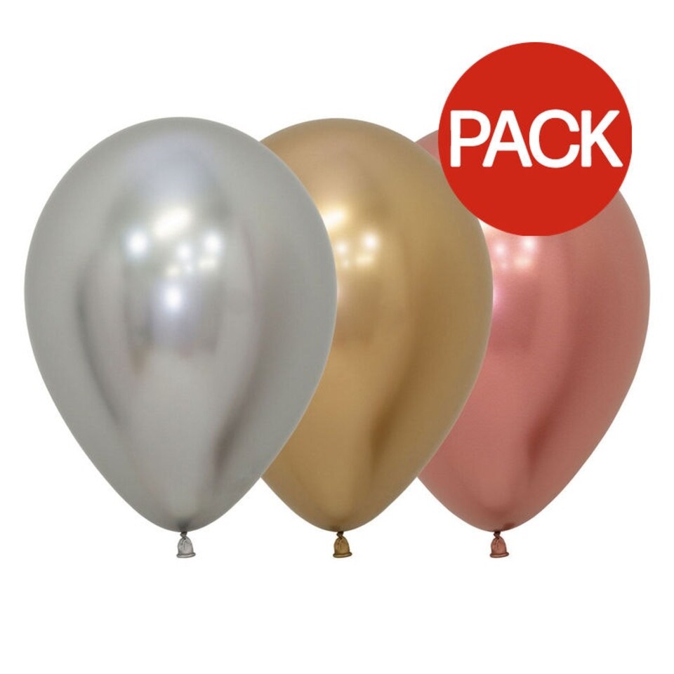 image 1 of Amscan Classic Latex Reflex Balloons (Pack Of 50) - Silver/Gold/Red - 12in Silver
