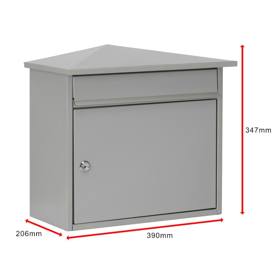 image 1 of Burg-Wachter Mersey Large Wall Mounted Galvanised Steel Post Box - 36x35x20cm Silver