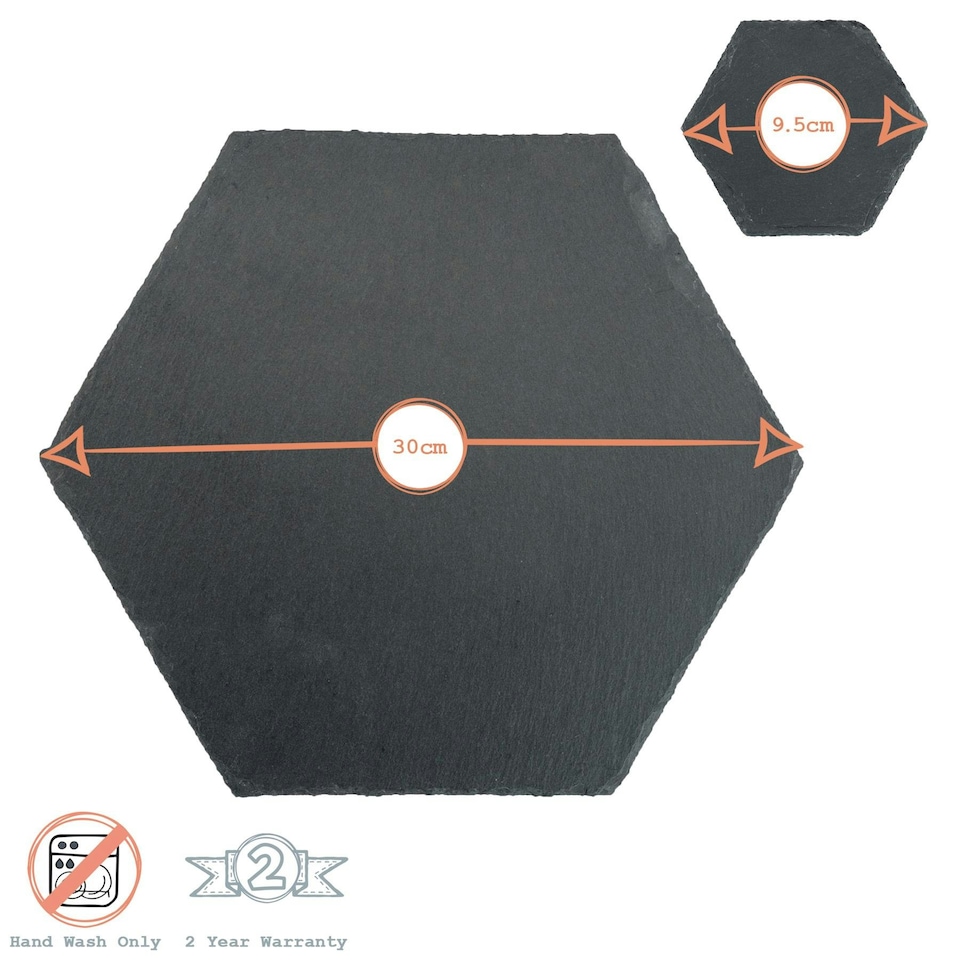 image 1 of Argon Tableware 12 Piece Hexagon Slate Placemats & Coasters Set Grey