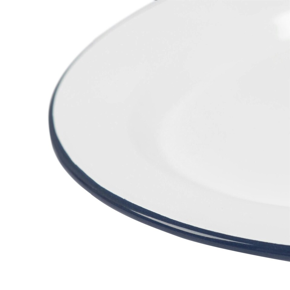 image 1 of Argon Tableware White Enamel Serving Platter - 30.5cm x 22.5cm - Blue Blue
