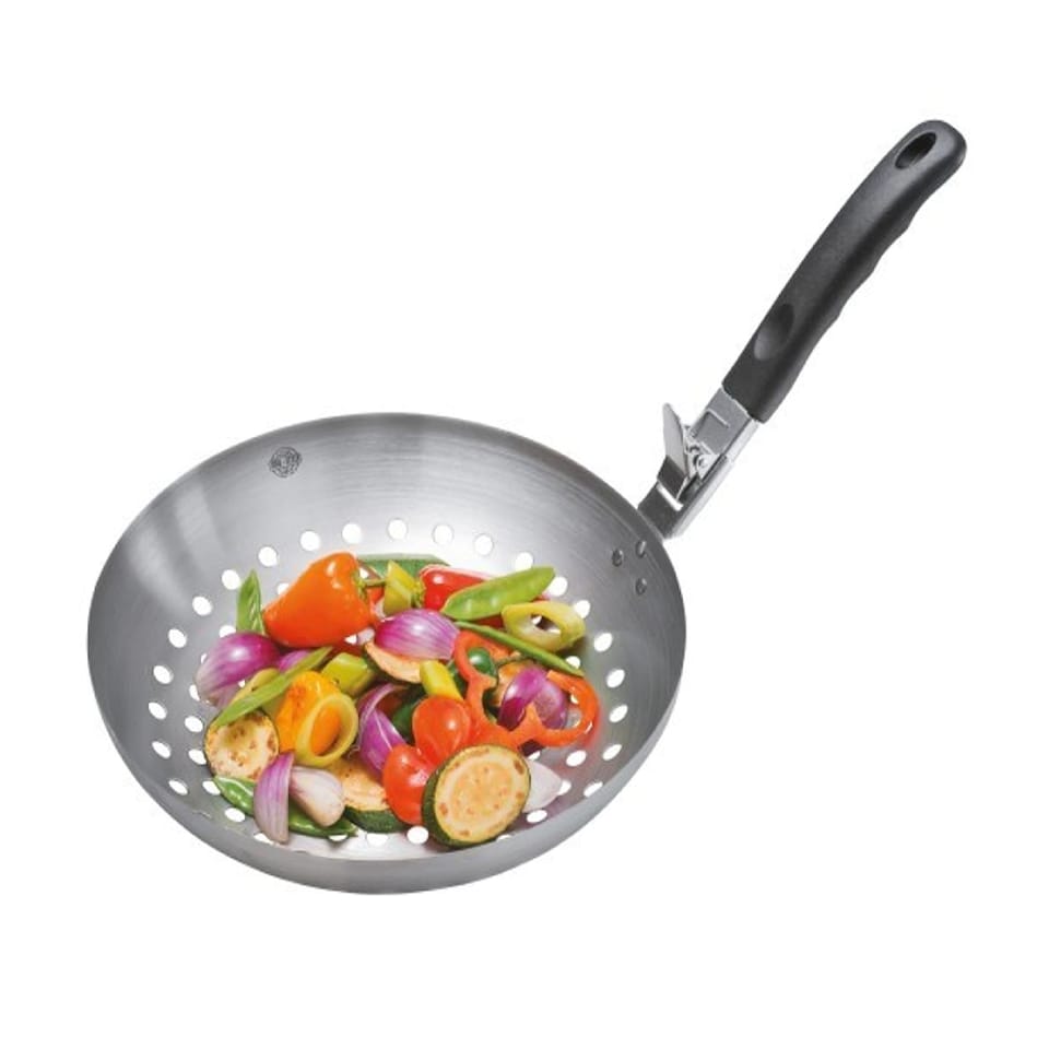 image 1 of GEFU BBQ Stainless Steel Wok for Vegetables 28 cm