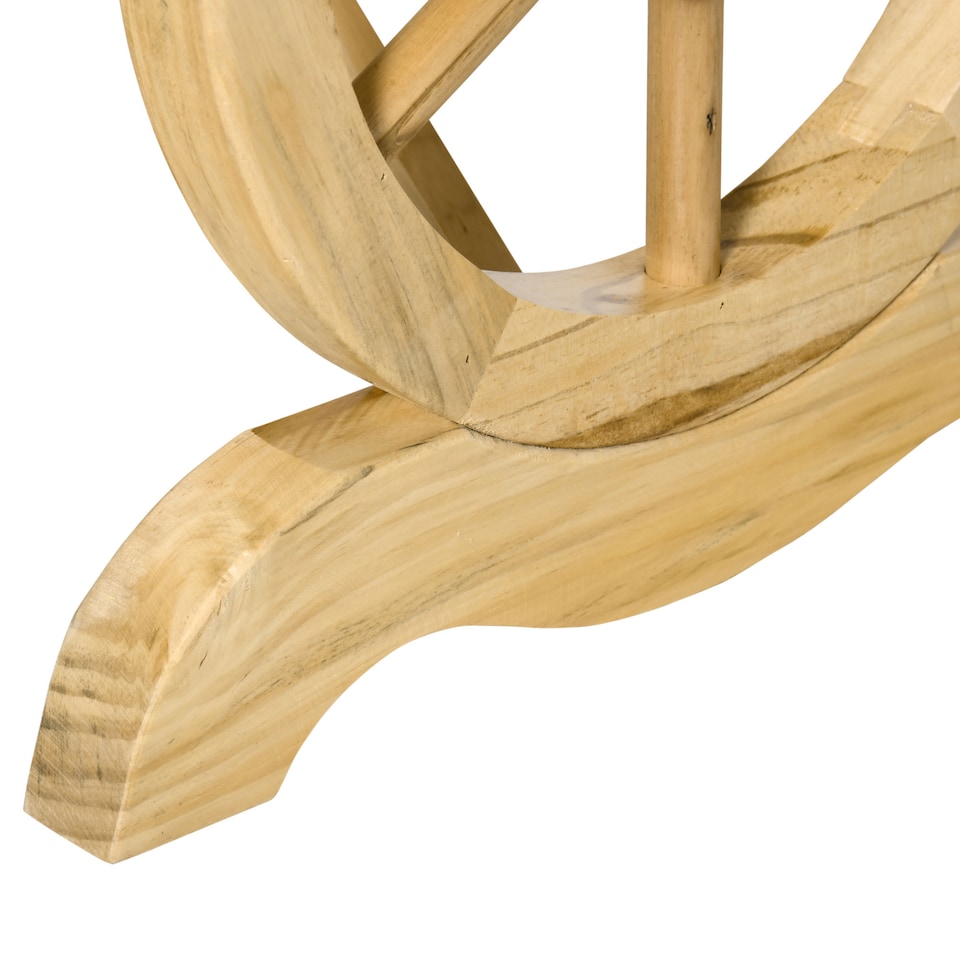 image 1 of Outsunny Garden Rustic Wooden Bench Wheel-Shaped Legs Slatted Seat Stable Reinforced Structure Outdoor Patio Garden 2-Person Bench Seat - Natural Wood Effect | Brown