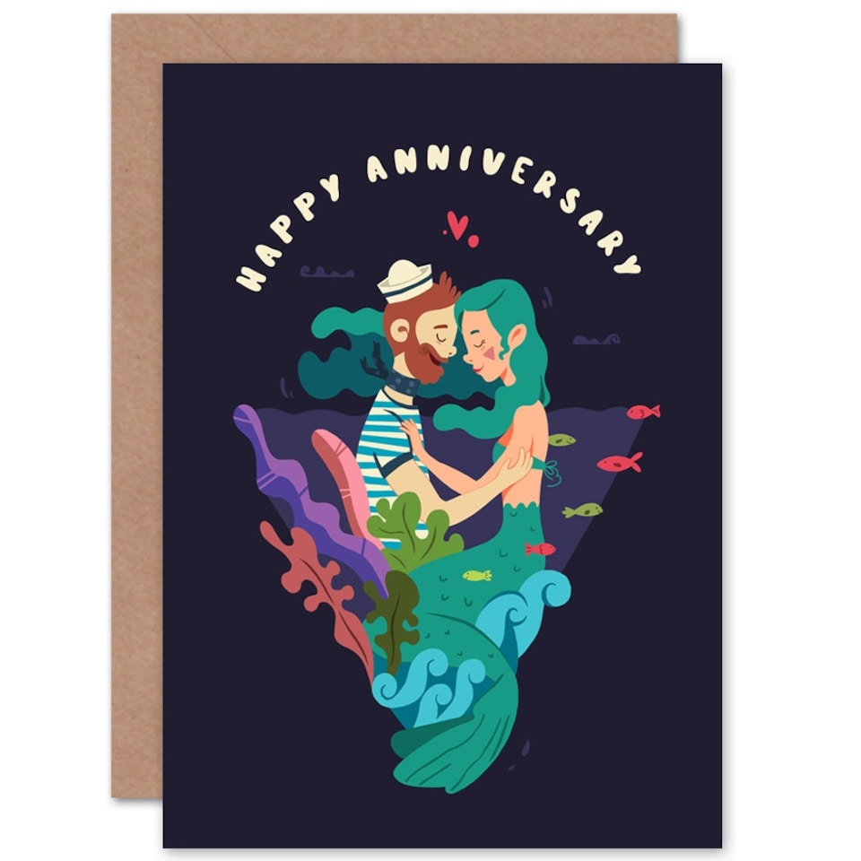 image 1 of Sailor Mermaid Nautical Love Anniversary Card