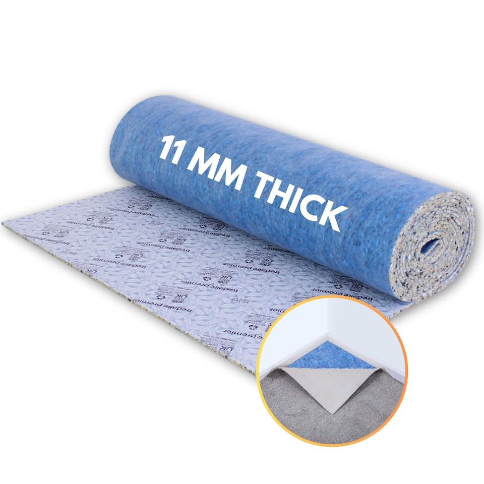image 1 of NOVECRAFTO Carpet Underlay – 11mm Thick High-Density PU Foam Roll for Bedroom, Living Room & Stairs – Soft, Comfortable, Heat & Sound Insulating Blue | 5 sqm