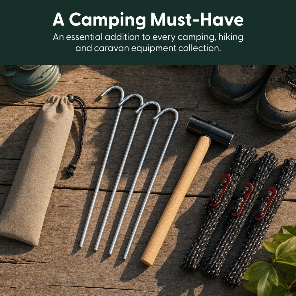 image 1 of Keplin Galvanised Steel Alloy Tent Pegs 9 Inch Heavy Duty for Camping and Garden