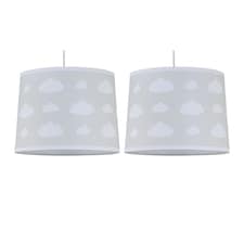 Set of 2 Clouds - Light Grey Easy Fit Fabric Pendant Shade | Grey | Large | 1