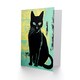 image 2 of Black Cat on Teal Blue for Him or Her Thank You Art Card