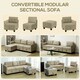 image 4 of HOMCOM Convertible Modular Sectional Sofa w/ Storage Light Brown