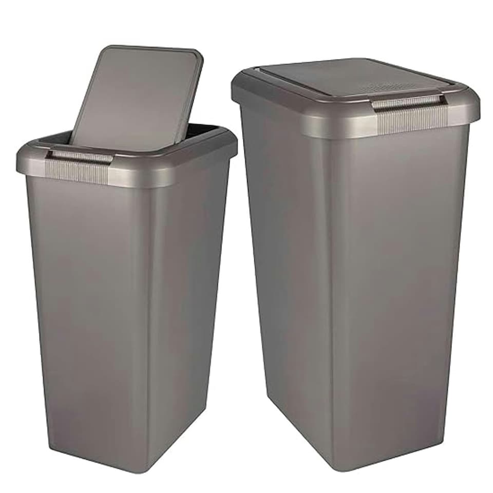 image 1 of 1 x Platinum Rubbish Waste Recycling Moda Waste Bin Tall Compact 45L For Home & Kitchen With Special Lid Silver