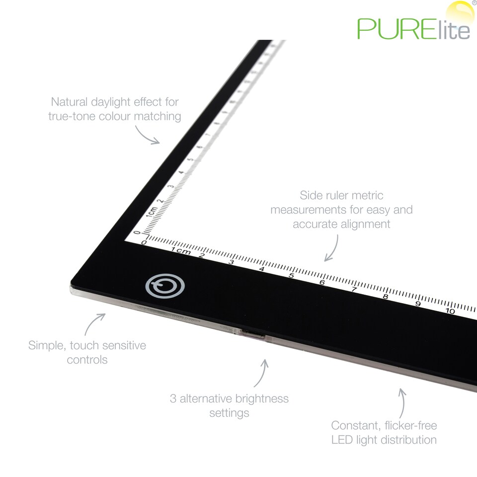 image 1 of PURElite LED Ultra-Thin Light Box - A3 Pad for Tracing & Crafts, 3 Brightness Settings, Mains & USB Operated