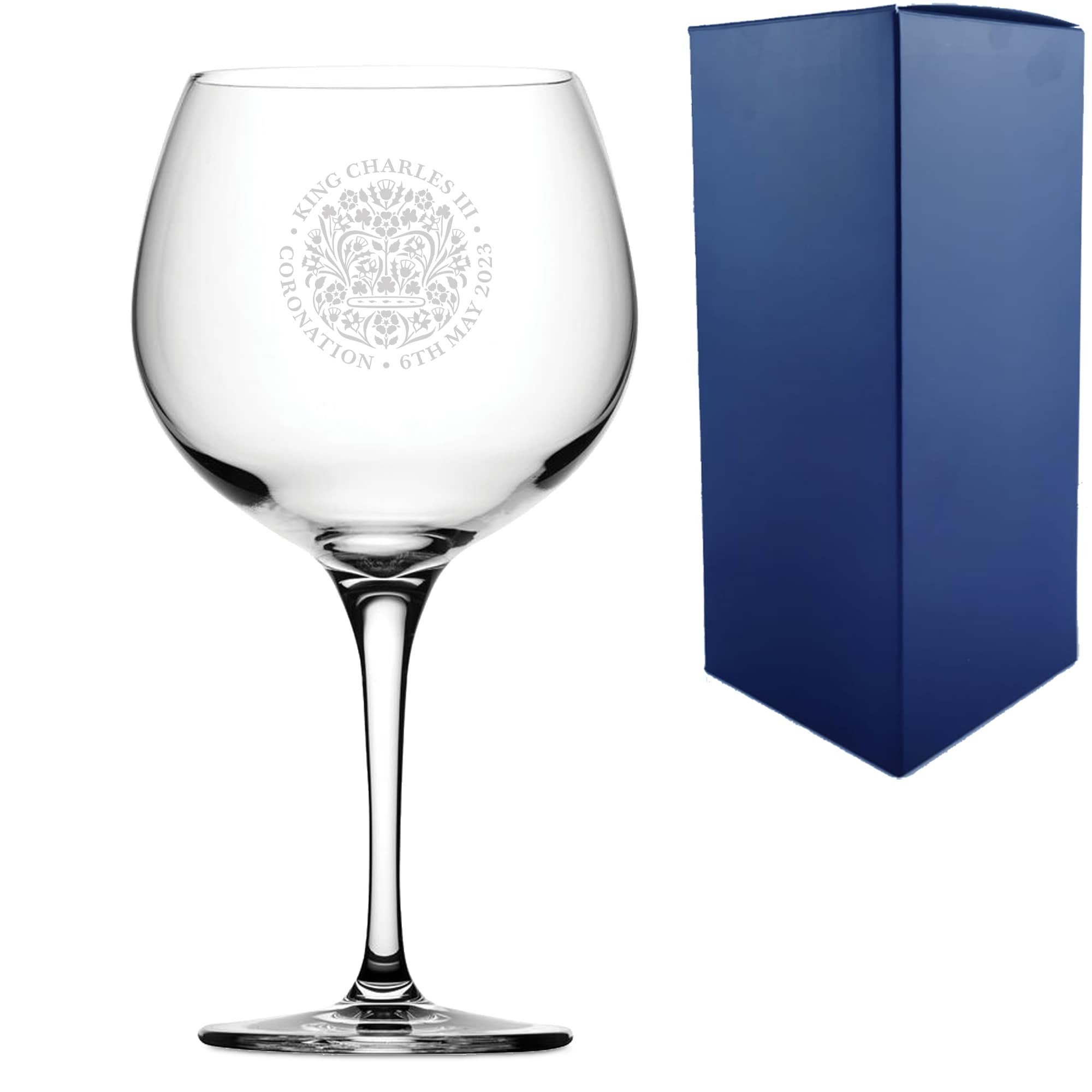 Uniqueful Personalised Commemorative Coronation of the King Gin Glass in Clear
