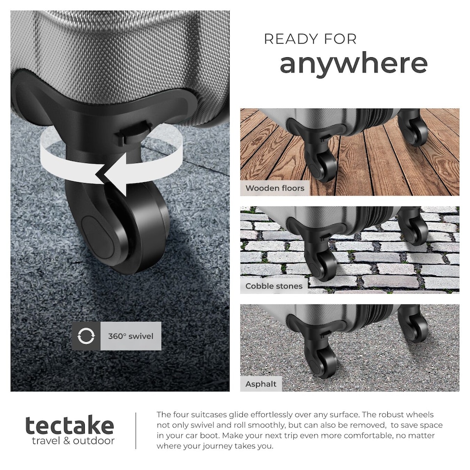 image 1 of Suitcase Set of 4 ABS Hard Shell Luggage Travel Trolley 4 Wheel Lightweight Telescopic Handle | Silver | grey | 1