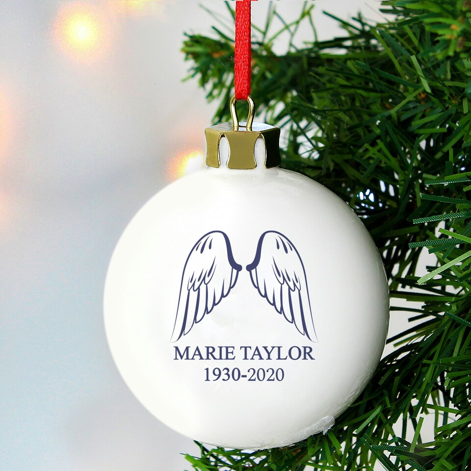 image 1 of Personalised Angel Wings Bauble