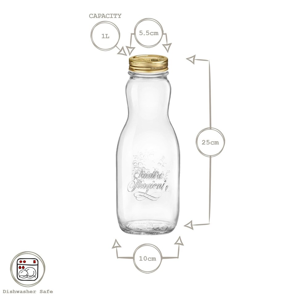 image 1 of Bormioli Rocco Quattro Stagioni Glass Juice Bottles with Screw Top Lid - 1L - Pack of 6 Clear | One Size