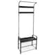 image 1 of Harbour Housewares Curved Steel Coat Rack with Shoe Storage Bench - Coat Rack Coat Stand Hat Stand Hooks Shoe Storage Clothing Rail Unit S