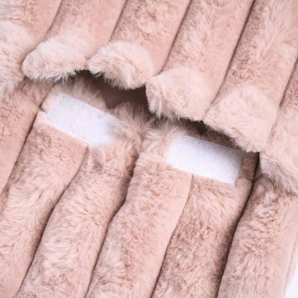 image 1 of OHS 2L Hot Water Bottle & Soft Plush Faux Fur Ribbed Cover - Blush Pink