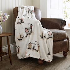 Sheringham Soft Coral Fleece Printed Throw