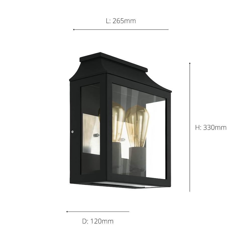 image 1 of EGLO Soncino 2-Light Industrial Exterior Wall Light With Glass Panels
