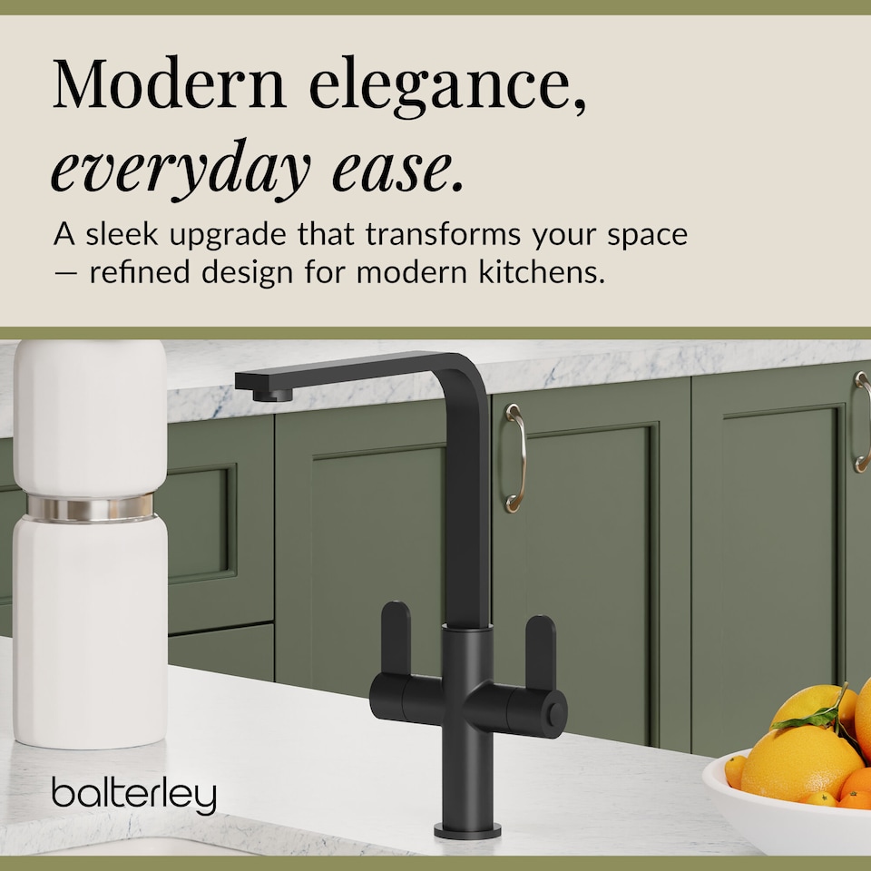 image 1 of Chara Kitchen Sink Mono Mixer Tap - Matt Black Dual Lever Handle | Black | Matt Black | 1