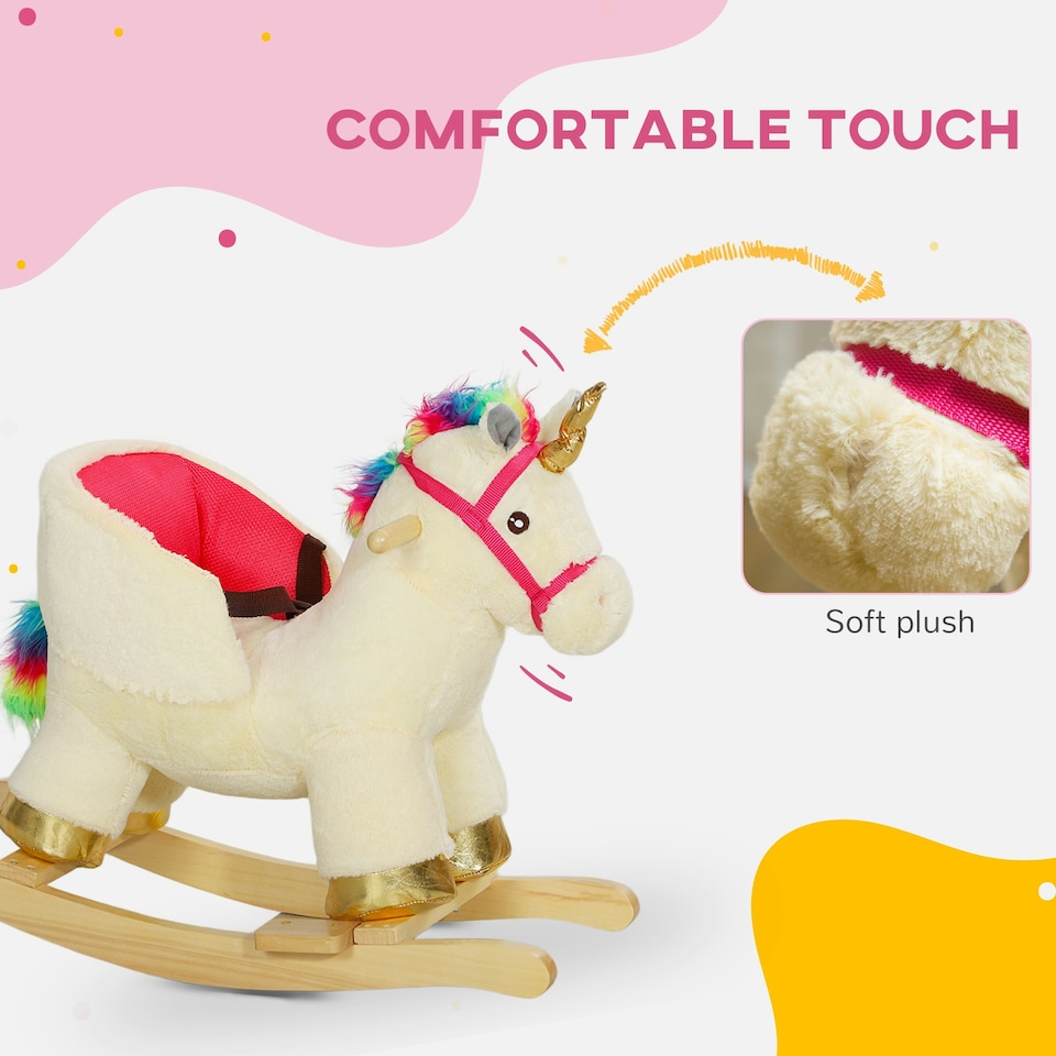 image 1 of AIYAPLAY Rocking Horse Ride on Unicorn with Realistic Sound for 18-36 Months