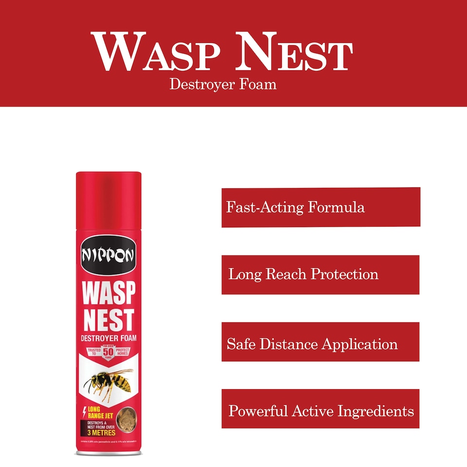 image 1 of Nippon Ant Killer Powder 500g and Wasp Nest Destroyer Foam 300ml Fast Acting Indoor and Outdoor Insect Control