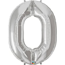 Qualatex 34 Inch Metallic Silver Number Balloons (0-9) - Silver - 9