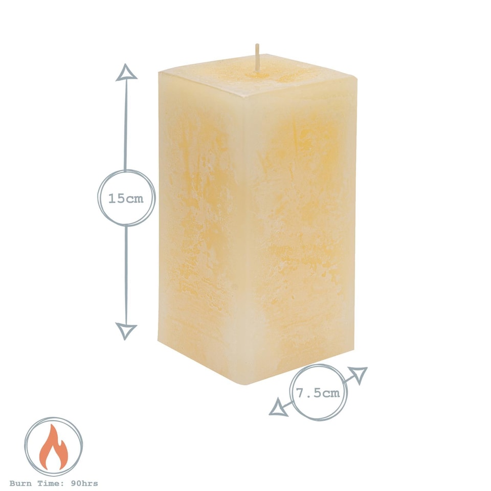 image 1 of Nicola Spring Square Vanilla Pillar Candles - 90 Hours - Cream - Pack of 3 | Cream | Beige