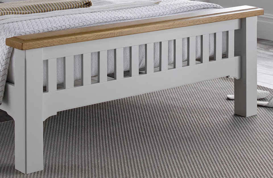image 1 of 4ft6 Double Real oak & Light Grey Solid,strong,wood bed frame.Wooden bedstead