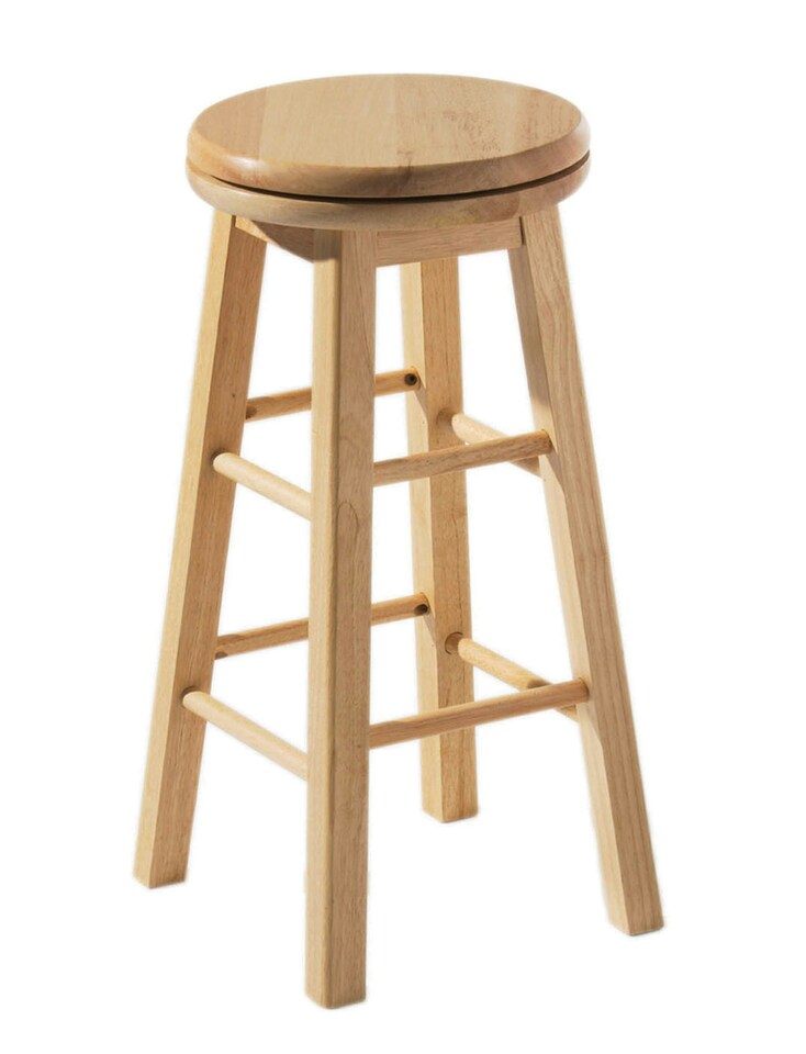 Orsina Elegant Natural Tropical Hevea Wood Bar Stool, Swivel Bar Stool For Kitchen, Strong Modern Stool For Kitchen