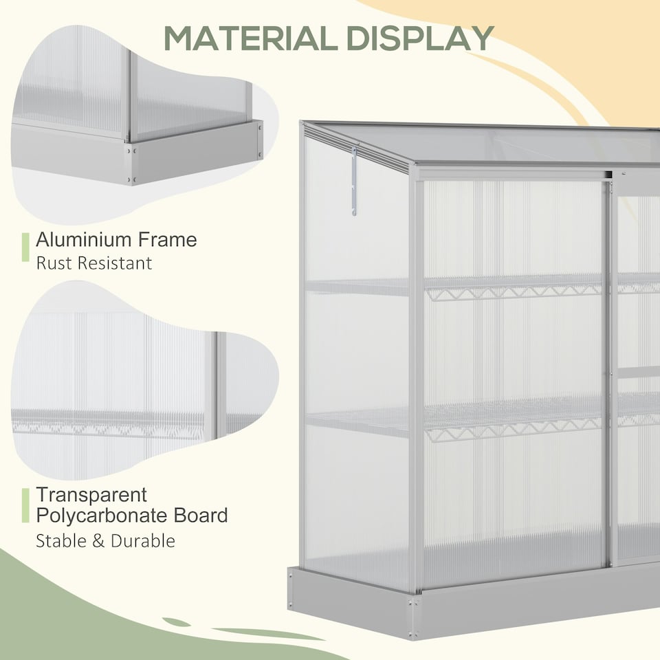 image 1 of Outsunny 4x2ft 3-Tier Greenhouse Outdoor Plant Grow Aluminium Frame w/ Roof Door