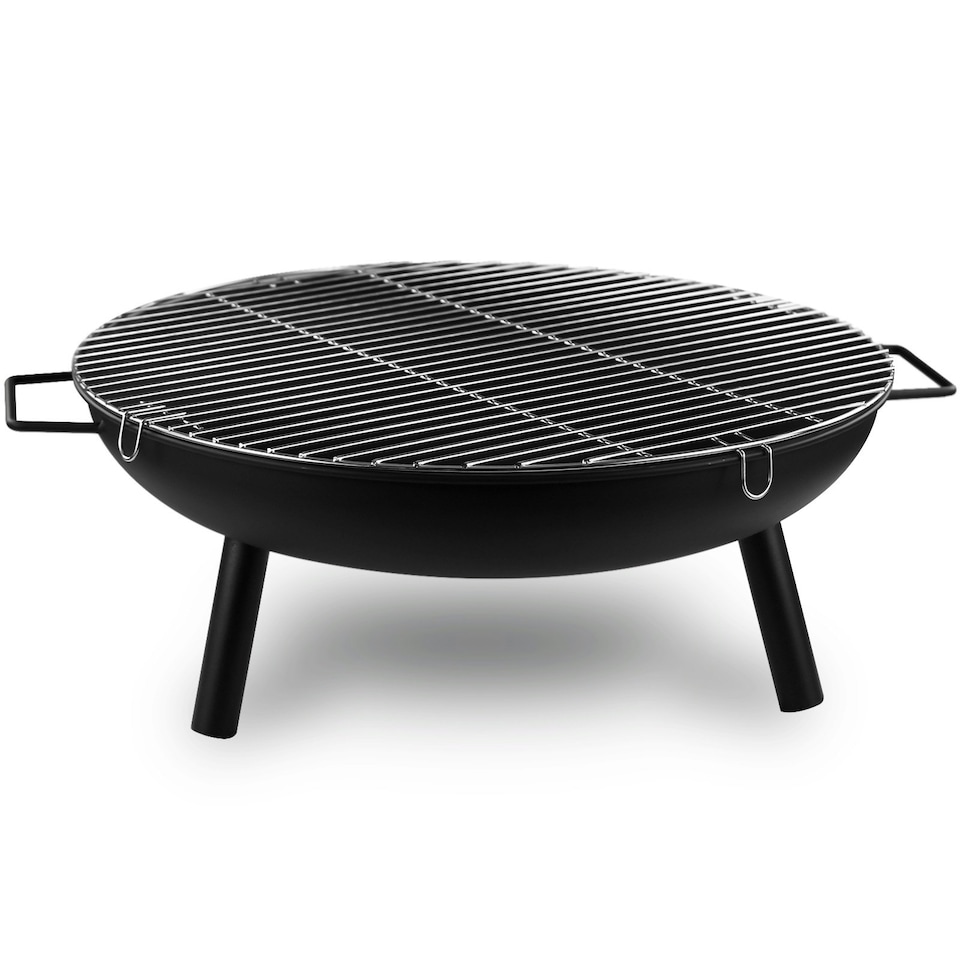 image 1 of Outdoor Fire Pit WITH BBQ Grill, Fire Pits for Garden, BBQ Fire Brazier for Camping Picnic, Steel Fire Bowl Patio Heater Charcoal Log Wood Burner, 58cm