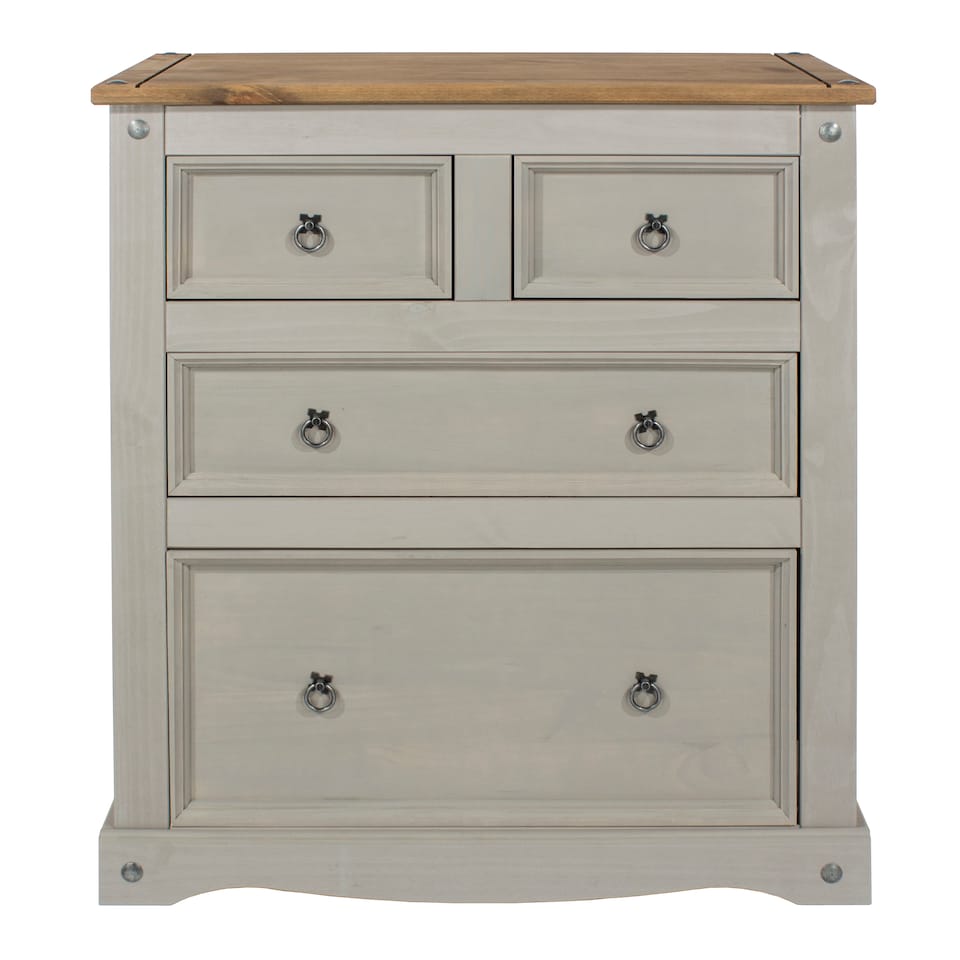 image 1 of Premium Corona 2+2 Chest of Drawers - Industrial Style Bedroom Storage Cabinet with Spacious Drawers | Grey | Grey | 1