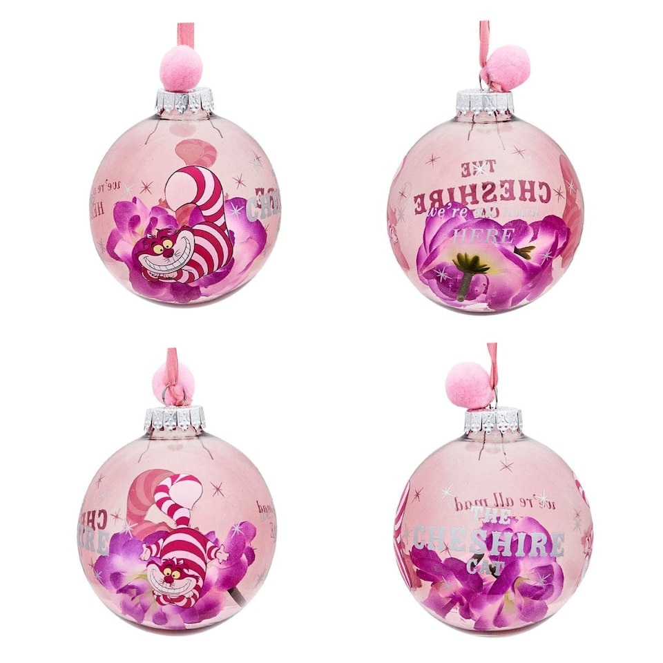 image 1 of Widdop Gifts Disney Alice in Wonderland Set of 7 Christmas Tree Baubles