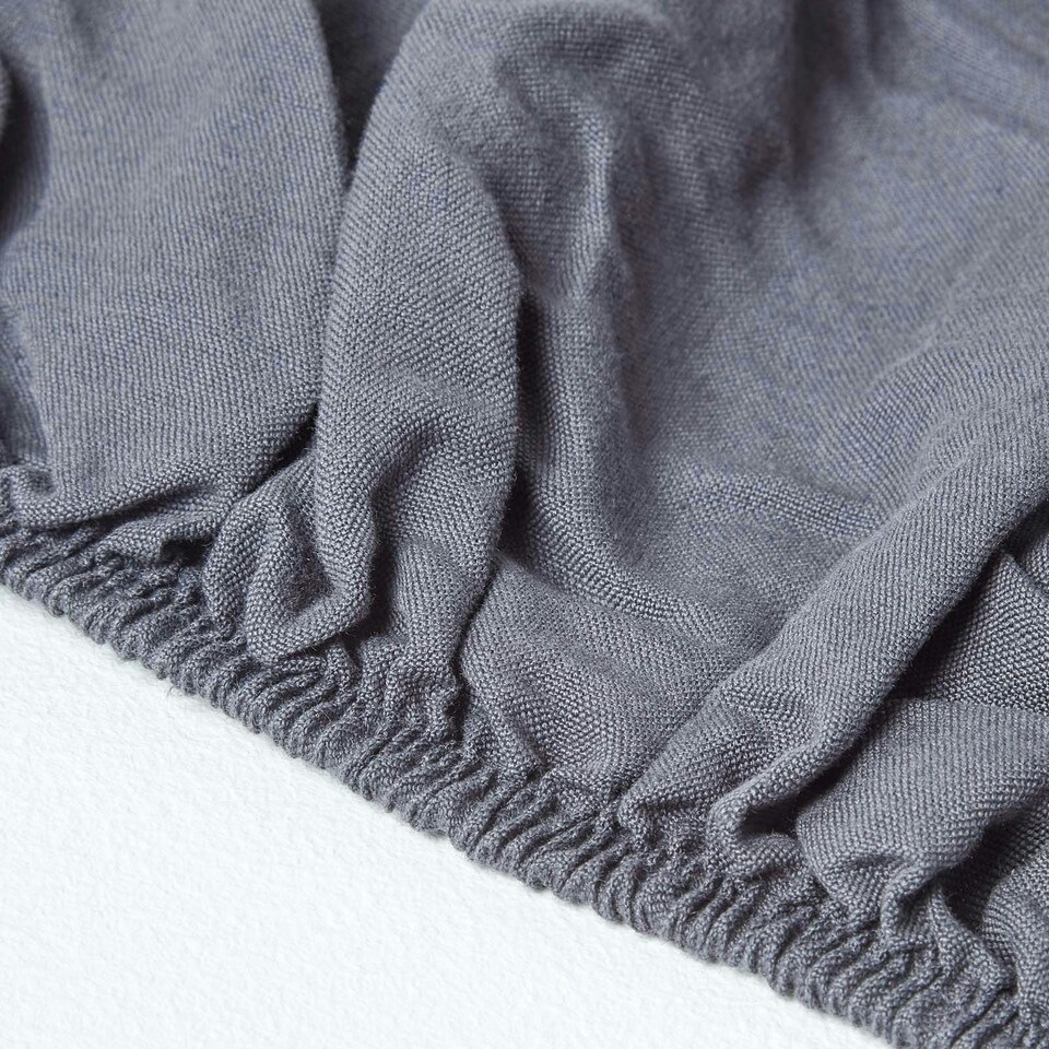 image 1 of Homescapes Dark Grey Linen Deep Fitted Sheet, Super King Grey | Super King