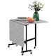 image 2 of HOMCOM Mobile Drop Leaf Table, Folding Dining Table with 6 Wheels & Brakes, Kitchen Table for Small Spaces, Grey Marble Effect