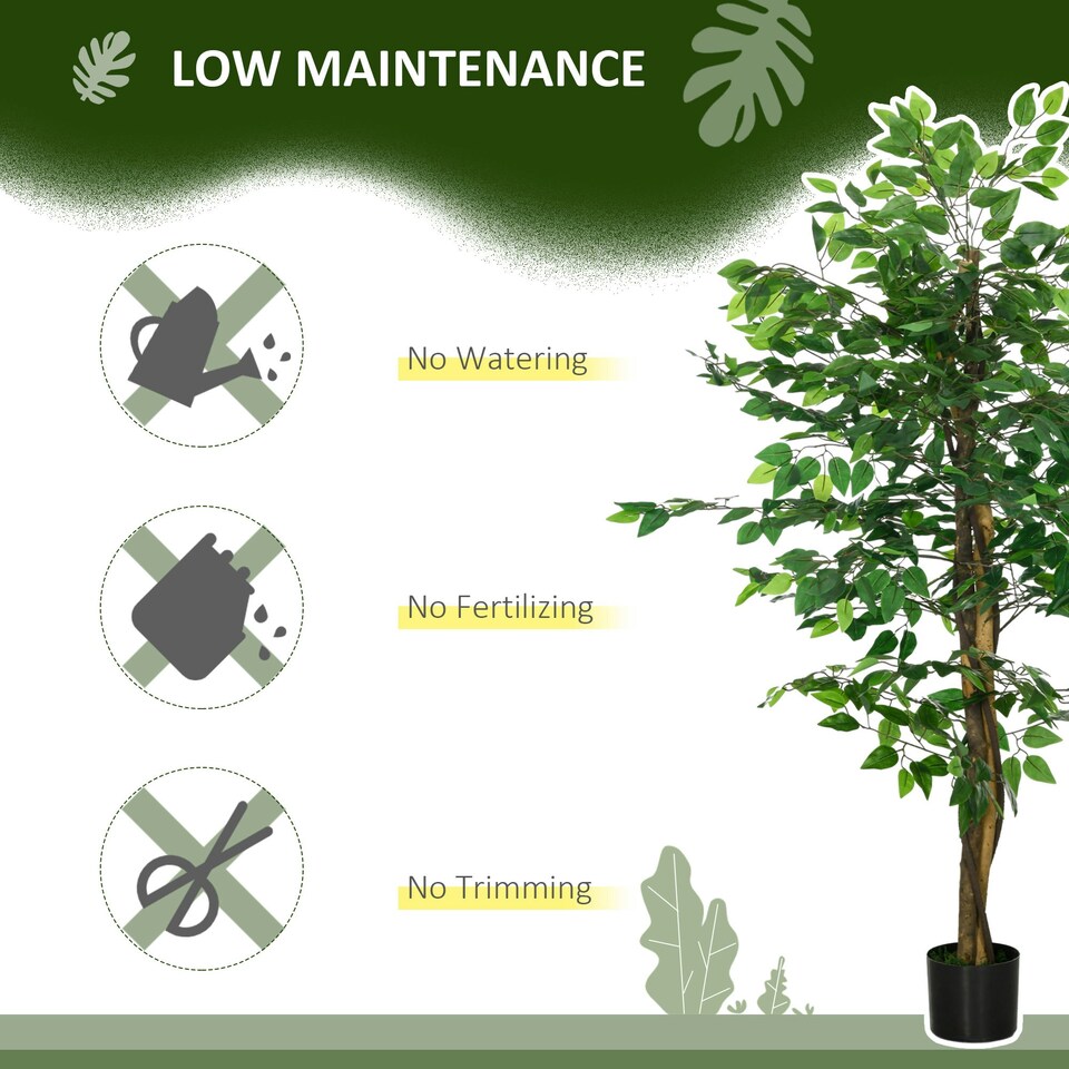 image 1 of HOMCOM 150cm Artificial Tree Ficus for Indoor Home Decor, Fake Tree