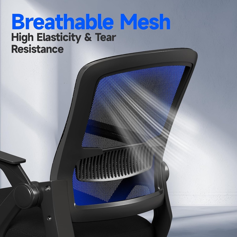 image 1 of Rattantree Ergonomic Swivel Computer Chair with Flip-Up Armrests
