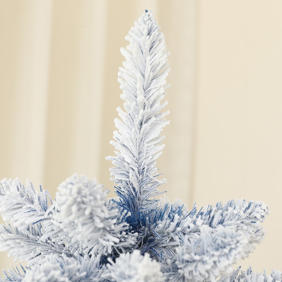 image 1 of HOMCOM 6ft Flocked Artificial Christmas Tree with 700 Snow Frosted Tips, Metal Stand, Snowy Hinged mas Tree, Blue