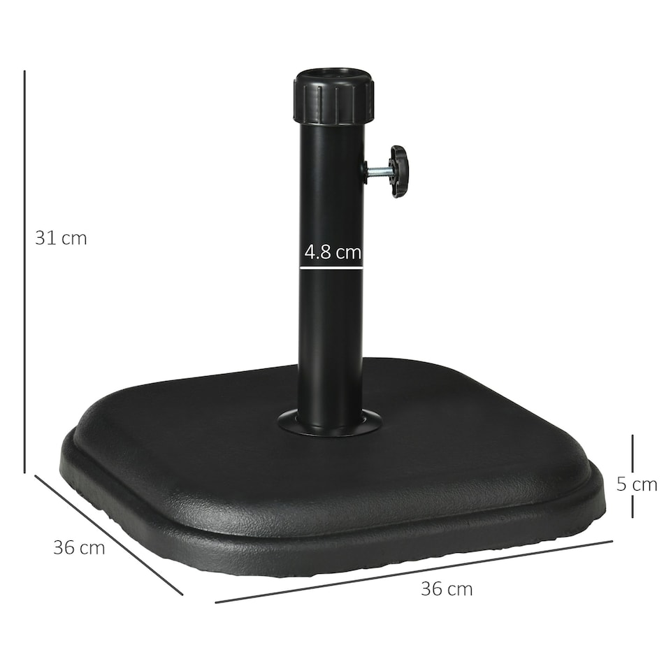 image 1 of Outsunny 11kg Concrete Square Garden Parasol Base Holder for Table Umbrella