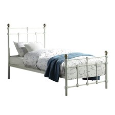 Bayford Traditional Vintage Style White Metal Bed Frame (Single)