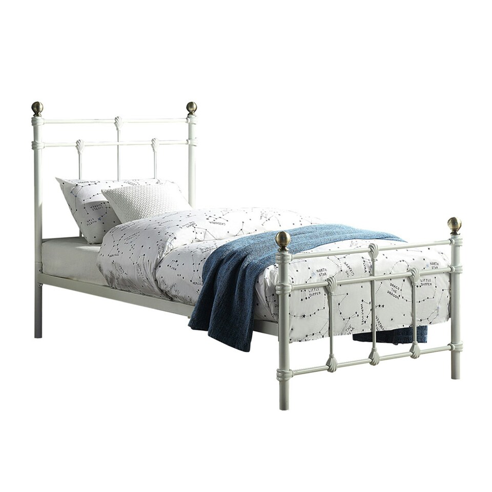 image 1 of Bayford Traditional Vintage Style White Metal Bed Frame (Single)