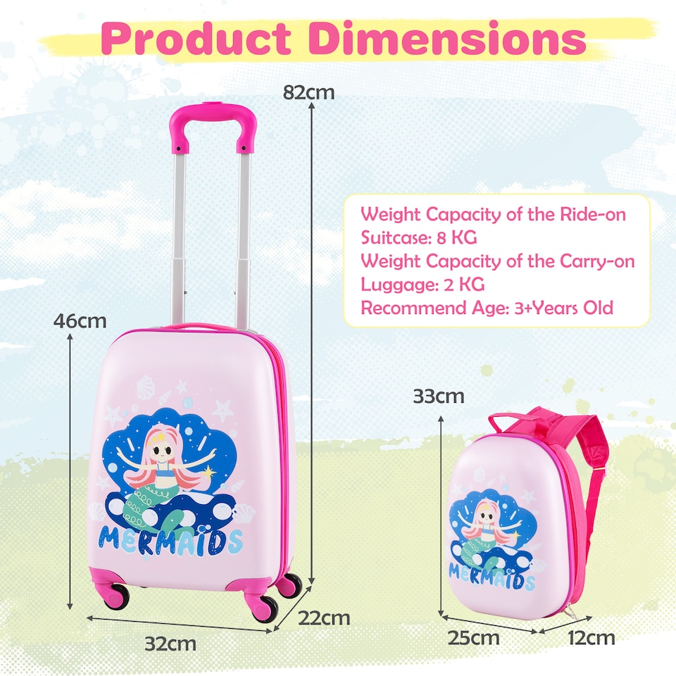 image 1 of COSTWAY 2 PCS Carry-on Luggage Set Trolley Luggage SetWith  Spinner Wheels-Pink