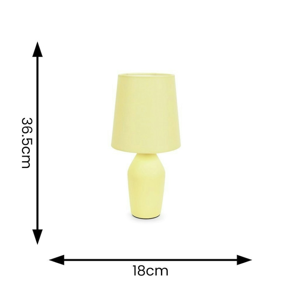 image 1 of ValueLights Arlo Sunshine Yellow Ceramic Table Lamp with Yellow Shade with LED Bulb | Yellow