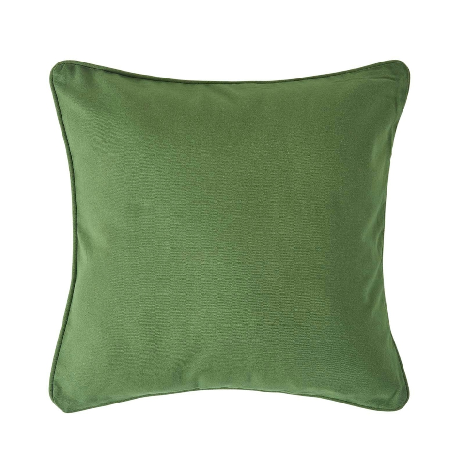 image 1 of Homescapes Cotton Plain Olive Green Cushion Cover - 45 x 45 cm Green