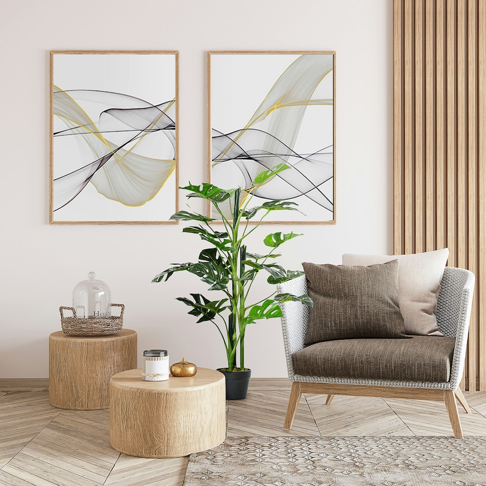 image 1 of Outsunny 100cm/3.3FT Artificial Monstera Tree Fake Plant in Pot Indoor