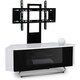 image 2 of Centurion Supports Hampshire Corner-Friendly Gloss White with Black Contrast Beam-Thru Remote Friendly Door 26"-50" Flat Screen TV Cabinet with Mounting Arm White