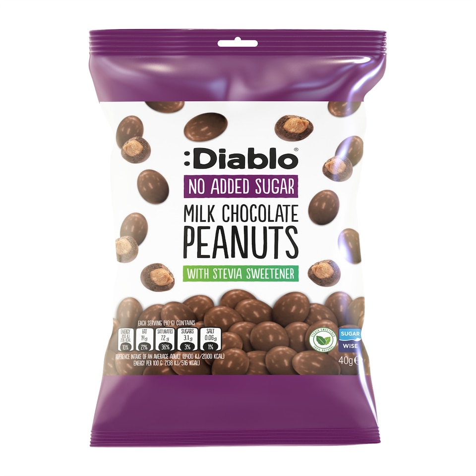 image 1 of Diablo No Added Sugar Milk Chocolate Peanuts 40g