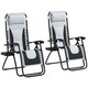 image 1 of Outsunny 2 Pcs Zero Gravity Lounger Folding Recliner Chair Cup Holder Grey
