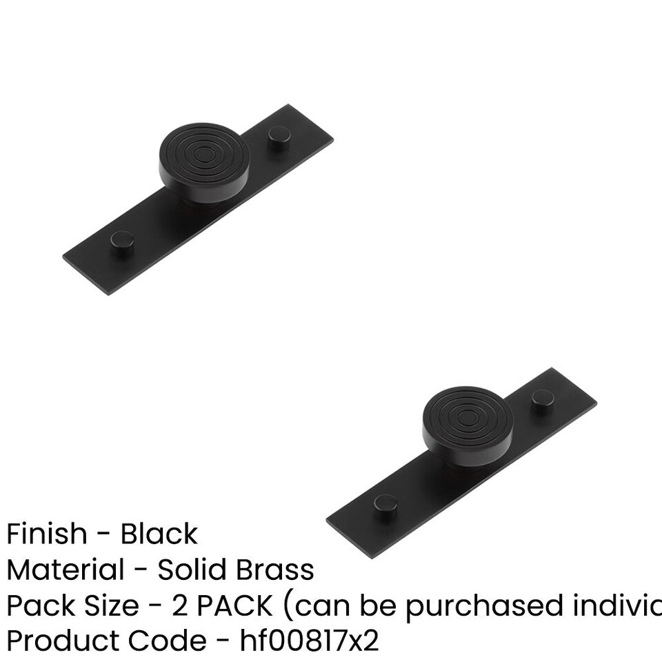 image 1 of 2 PACK Elegant Solid Brass Cupboard Knob with Plain Backplate in Black - Kitchen Cabinet Knob